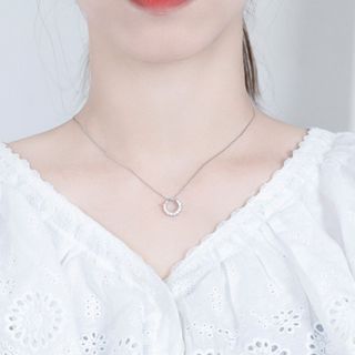 Dây chuyền nữ bạc 925 AROCH Jewelry mặt đá trắng sang trọng A057