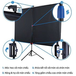 Màn chiếu 3 chân 100 inch (1m78x1m78)