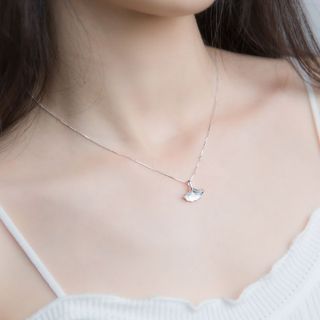 Dây chuyền bạc Ý s925 lá bạch quả nghệ thuật D0617 - AROCH Jewelry