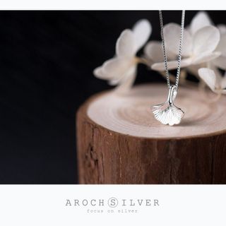 Dây chuyền bạc Ý s925 lá bạch quả nghệ thuật D0617 - AROCH Jewelry