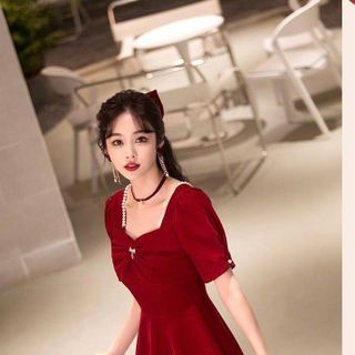 ĐẦM XÒE ĐỎ NƠ PHỤ KIỆN HẠT TRAI - DT1711