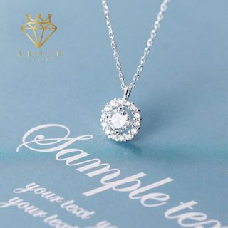 Dây chuyền bạc nữ AROCH Jewelry mặt đá trắng sang trọng D6263
