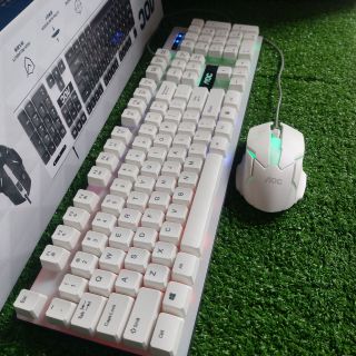Combo chuột phím gaming full LED 7 màu đẹp chính hãng AOC KM100 BH 1 năm (Mới)