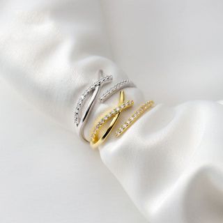 Nhẫn nữ hở freesize,hợp với mọi kích cỡ ngón tay,bạc Ý s925 hình chữ X mở J6921- AROCH Jewelry