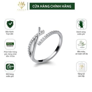 Nhẫn nữ hở freesize,hợp với mọi kích cỡ ngón tay,bạc Ý s925 hình chữ X mở J6921- AROCH Jewelry