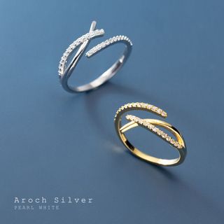 Nhẫn nữ hở freesize,hợp với mọi kích cỡ ngón tay,bạc Ý s925 hình chữ X mở J6921- AROCH Jewelry