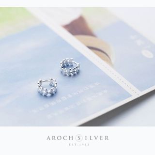 Khuyên tai bạc Ý s925 vòng lá cuộn nghệ thuật E7910 - AROCH Jewelry