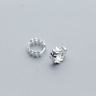 Khuyên tai bạc Ý s925 vòng lá cuộn nghệ thuật E7910 - AROCH Jewelry