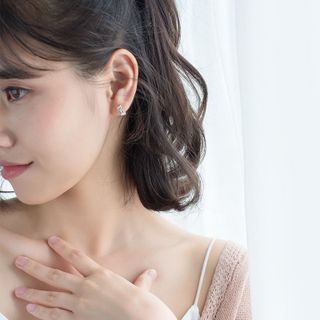 Khuyên tai bạc Ý s925 vòng lá cuộn nghệ thuật E7910 - AROCH Jewelry