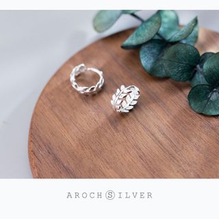 Khuyên tai bạc Ý s925 vòng lá cuộn nghệ thuật E7910 - AROCH Jewelry