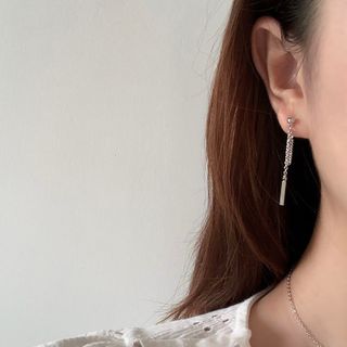Khuyên tai bạc Ý s925 thả dài E4377 - AROCH Jewelry