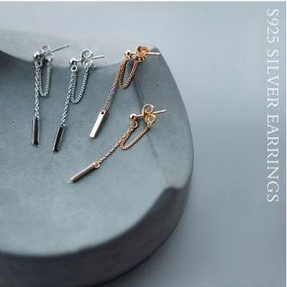 Khuyên tai bạc Ý s925 thả dài E4377 - AROCH Jewelry