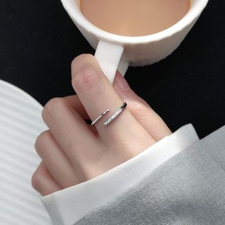 Nhẫn nữ hở freesize,hợp với mọi kích cỡ ngón tay,bạc Ý s925 hình vi cạnh nhỏ xinh J3616- AROCH Jewelry