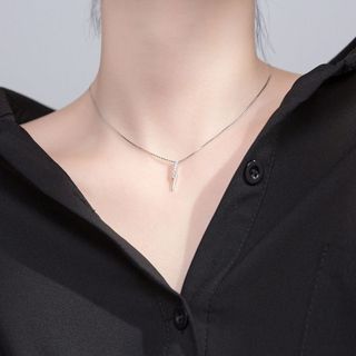 Dây chuyền bạc Ý s925 mặt dây thiết kế hình học bất đối D6450 - AROCH Jewelry