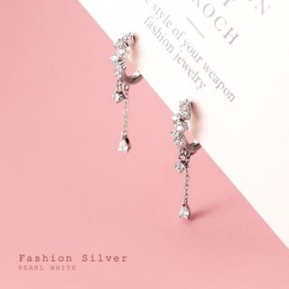 Bông tai bạc AROCH Jewelry gắn đá Zircon trắng thả dài sang trọng, tinh tế G6765