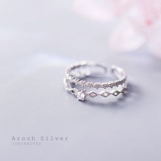 Nhẫn nữ hở freesize,hợp với mọi kích cỡ ngón tay,bạc s925 ren đôi nhỏ xinh J4728- AROCH Jewelry