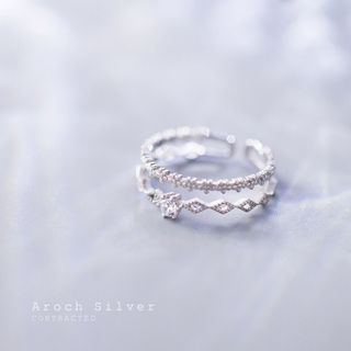 Nhẫn nữ hở freesize,hợp với mọi kích cỡ ngón tay,bạc s925 ren đôi nhỏ xinh J4728- AROCH Jewelry