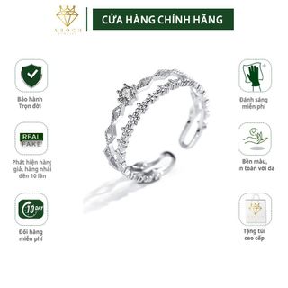 Nhẫn nữ hở freesize,hợp với mọi kích cỡ ngón tay,bạc s925 ren đôi nhỏ xinh J4728- AROCH Jewelry giá sỉ