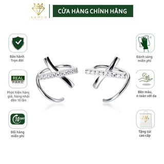 Khuyên tai bạc Ý s925 móc tai đeo chéo chữ X đơn giản G4357- AROCH Jewelry