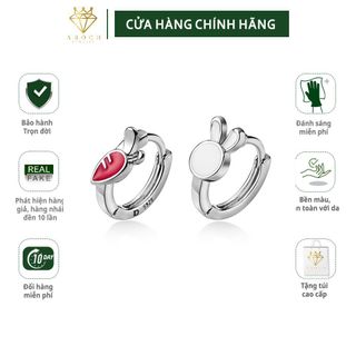 Khuyên tai bạc Ý s925 phiên bản hình thỏ và cà rốt bất đối G5659 - AROCH Jewelry giá sỉ