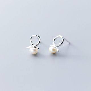 Khuyên tai bạc Ý trái tim đính ngọc G3109 - AROCH Jewelry