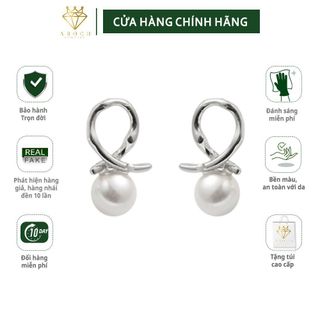 Khuyên tai bạc Ý trái tim đính ngọc G3109 - AROCH Jewelry
