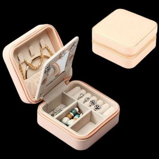 Hộp Đựng Trang Sức Du Lịch Bằng Da PU Mini Cho Bông Tai Vòng Cổ Một Lớp Vải Nhung