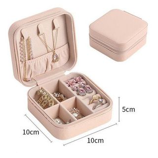 Hộp Đựng Trang Sức Du Lịch Bằng Da PU Mini Cho Bông Tai Vòng Cổ Một Lớp Vải Nhung
