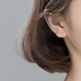 Khuyên tai bạc Ý s925 nút xoắn bị 2 đầu G6289 - AROCH Jewelry