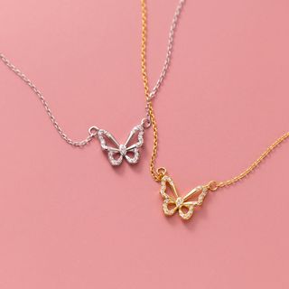 Dây chuyền bạc Ý s925 cánh bu ớm nạm đá cao cấp D9189 - AROCH JEWELRY