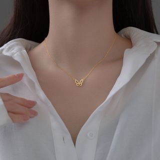 Dây chuyền bạc Ý s925 cánh bu ớm nạm đá cao cấp D9189 - AROCH JEWELRY