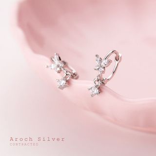 Khuyên tai bạc Ý s925 nơ trắng cách điệu E7595 - AROCH Jewelry