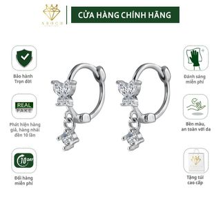 Khuyên tai bạc Ý s925 nơ trắng cách điệu E7595 - AROCH Jewelry giá sỉ