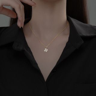 Dây chuyền bạc Ý s925 hoa anh đào 4 cánh D8379 - AROCH JEWELRY