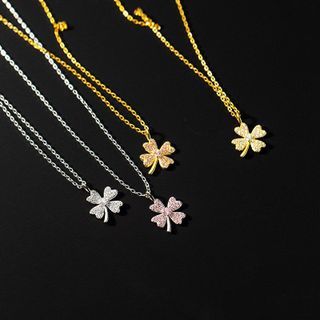 Dây chuyền bạc Ý s925 hoa anh đào 4 cánh D8379 - AROCH JEWELRY