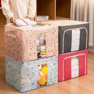 Túi Vải Đựng Quần Áo, Chăn Màn Khung Thép, Hộp Vải Đựng Đồ Khung Thép Chịu Lực Cao Cấp Kích Thước 100L