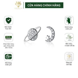 Bông tai bạc Ý s925 ngôi sao kết hợp lưỡi liềm G5008 - AROCH JEWELRY