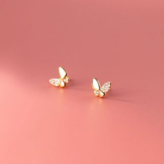 Bông tai bạc Ý s925 cánh bu ớm nạm đá cao cấp G8864 - AROCH JEWELRY