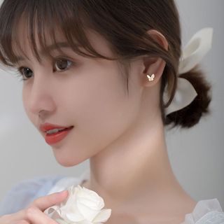 Bông tai bạc Ý s925 cánh bu ớm nạm đá cao cấp G8864 - AROCH JEWELRY