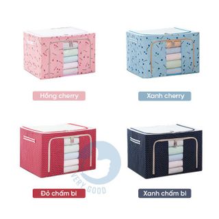 Túi Vải Đựng Quần Áo, Chăn Màn Khung Thép, Hộp Vải Đựng Đồ Khung Thép Chịu Lực Cao Cấp Kích Thước 66L