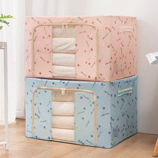 Túi Vải Đựng Quần Áo, Chăn Màn Khung Thép, Hộp Vải Đựng Đồ Khung Thép Chịu Lực Cao Cấp Kích Thước 66L