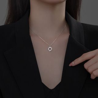 Dây chuyền bạc Ý s925 nhẫn đôi nạm đá D9671 - AROCH Jewelry