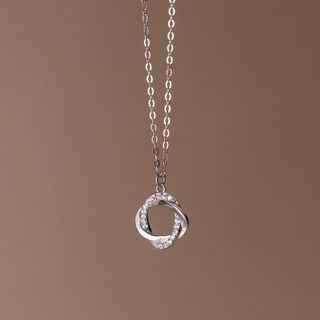 Dây chuyền bạc Ý s925 nhẫn đôi nạm đá D9671 - AROCH Jewelry