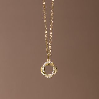 Dây chuyền bạc Ý s925 nhẫn đôi nạm đá D9671 - AROCH Jewelry