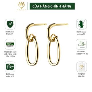 Bông tai bạc Ý s925 hình bầu dục rỗng G7638 - AROCH JEWELRY