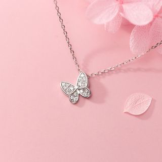 Dây chuyền bạc Ý s925 cánh bu ớm nạm đá cao cấp D7035 - AROCH JEWELRY