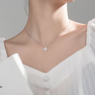 Dây chuyền bạc Ý s925 cánh bu ớm nạm đá cao cấp D7035 - AROCH JEWELRY