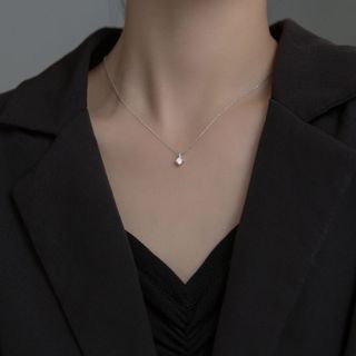 Dây chuyền bạc Ý s925 nhỏ gọn mặt đá trắng D8424 - AROCH JEWELRY