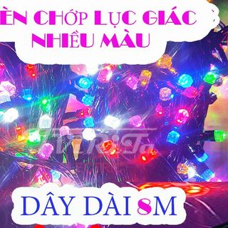 DÂY LED LỤC GIÁC DÀI 8M NHIỀU MÀU SẮC ĐẸP TRANG TRÍ TẾT