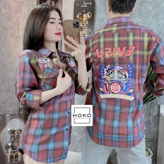 SƠ MI CARO CAO CẤP, SƠ MI CẶP CÓ TÚI IN TRƯỚC SAU EVISU